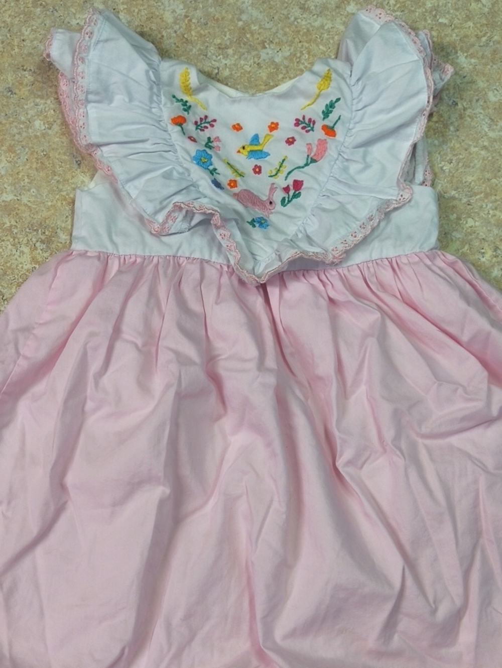 Pink & White Embroidered Ruffle Sundress Sz 4T GUC.